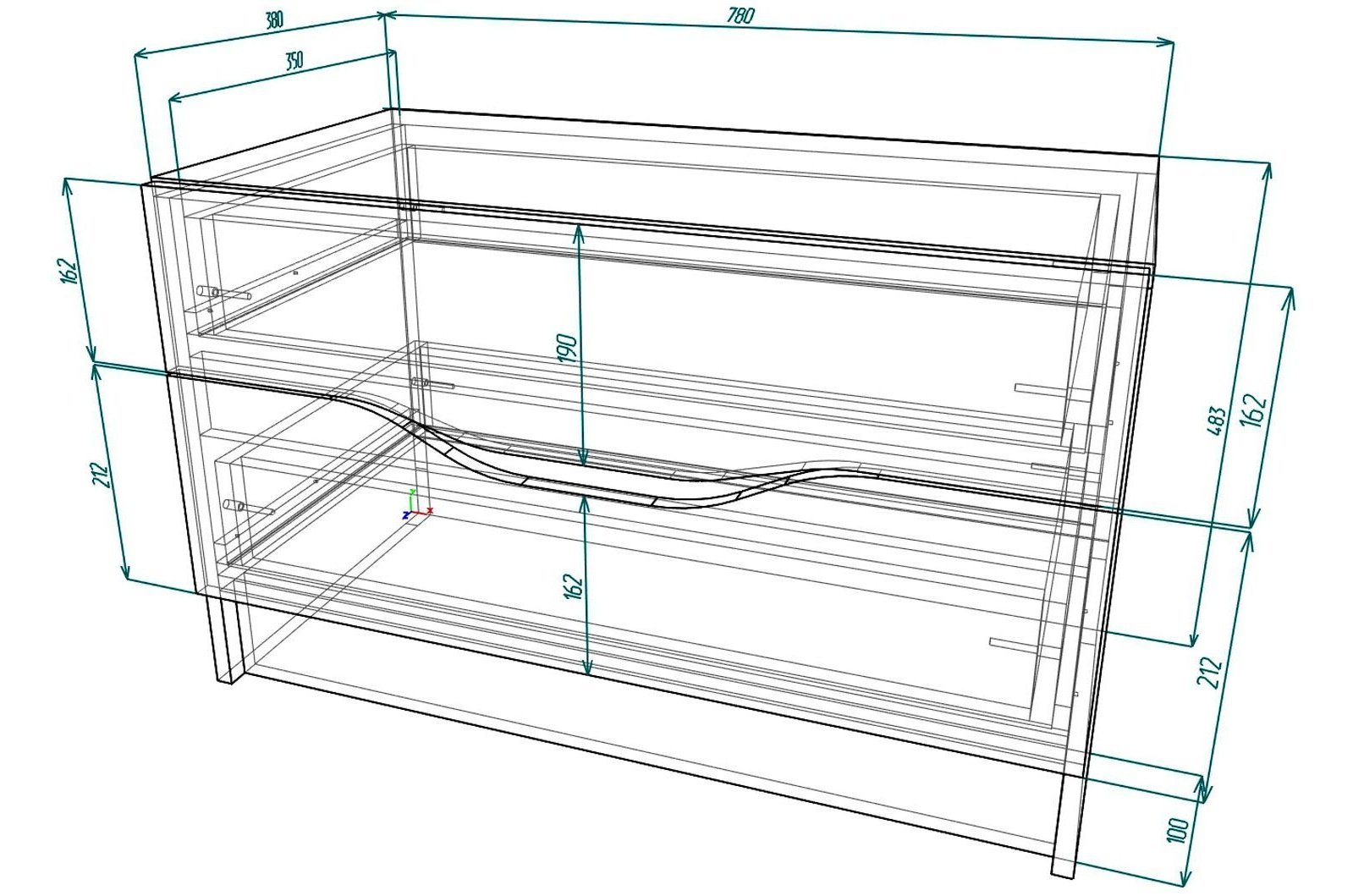 Комод Мебелеф - 50 белый / венге / красный глянец