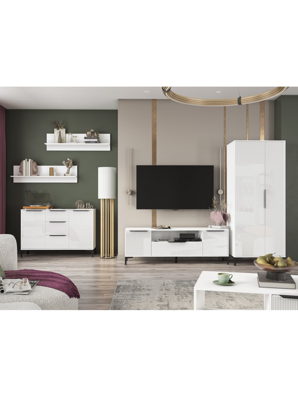 Комод Иадама белый / белый глянец