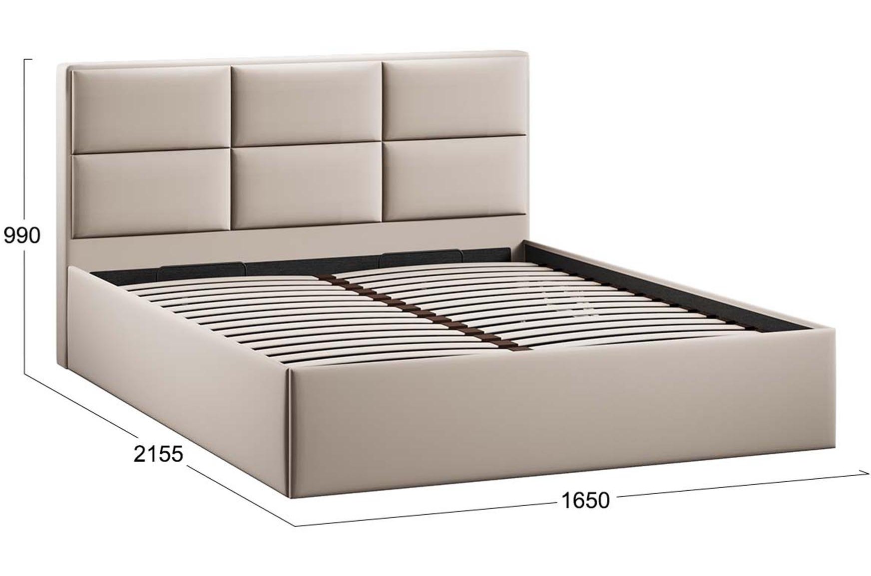 Двуспальная кровать Стелла Тип 1 160х200 c ПМ велюр confetti cream