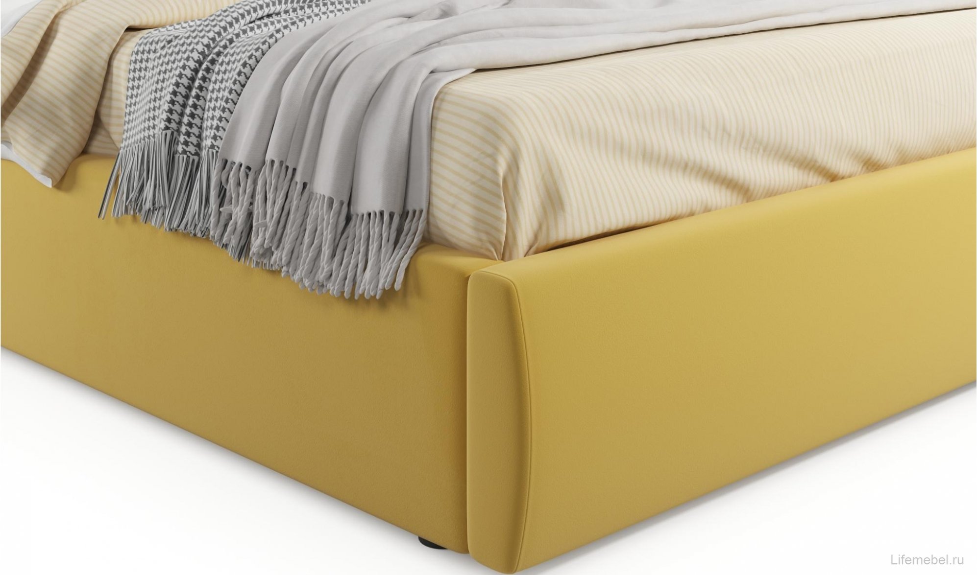 Двуспальная кровать Verona 180х200 с ПМ желтый велюр