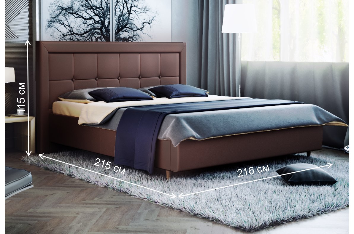 Кровать двуспальная Афродита-8-1 180 х 200 см с ПМ велюр shaggy choco