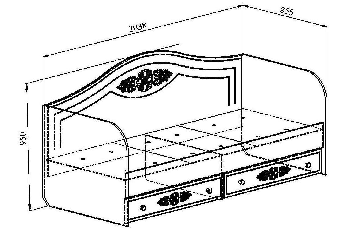 Софа Ассоль АС-10 80х200 белое дерево