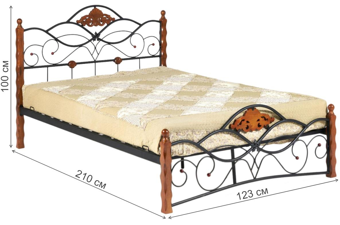 Полутораспальная кровать Canzona 120x200 wood slat base красный дуб / черная с матрасом