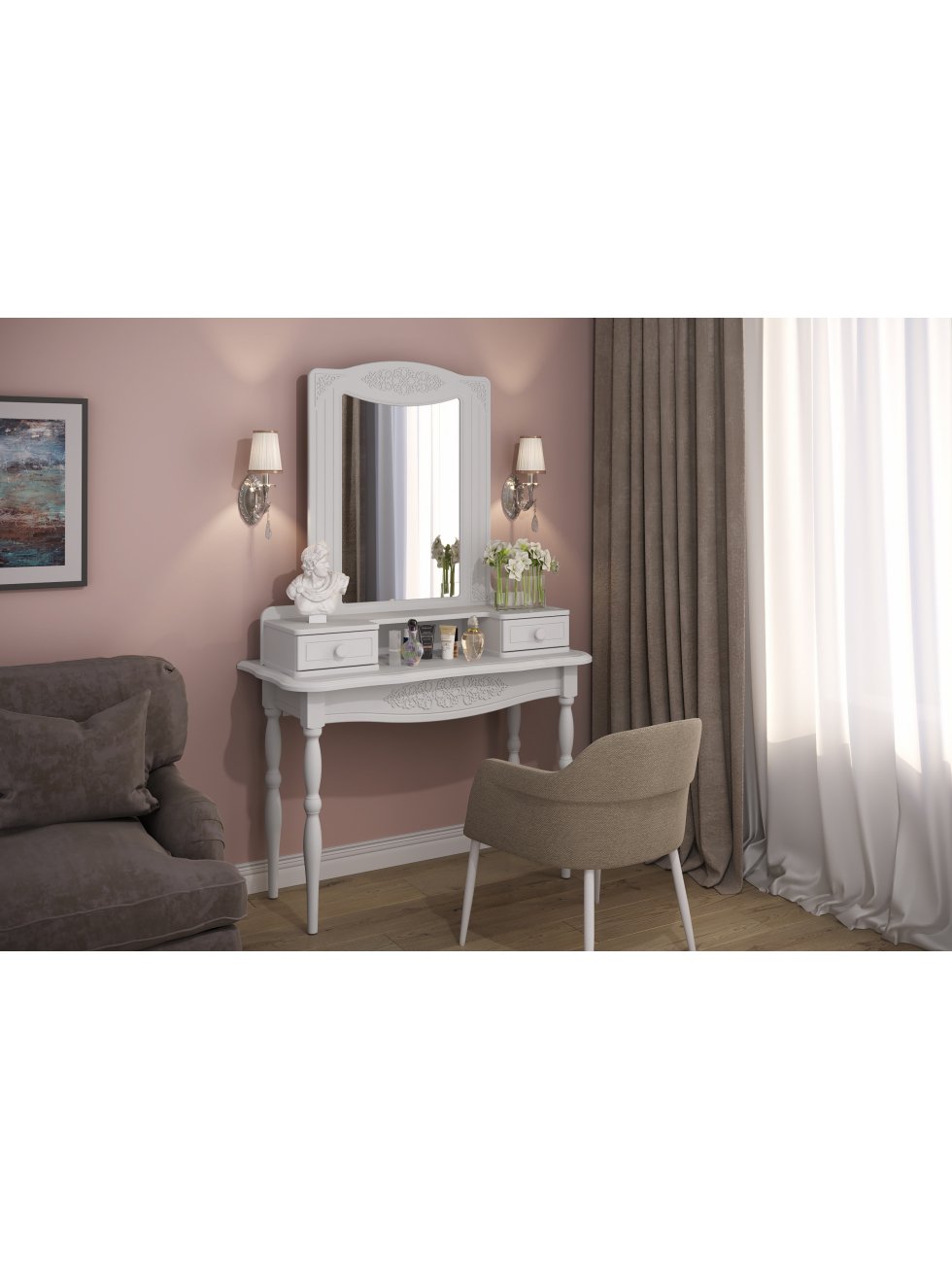 Консольный столик Ассоль АС-36 белое дерево