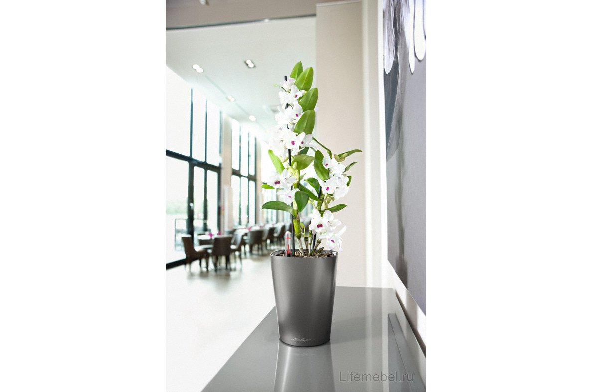 Кашпо Lechuza 14903 DELTINI Антрацитовый металлик