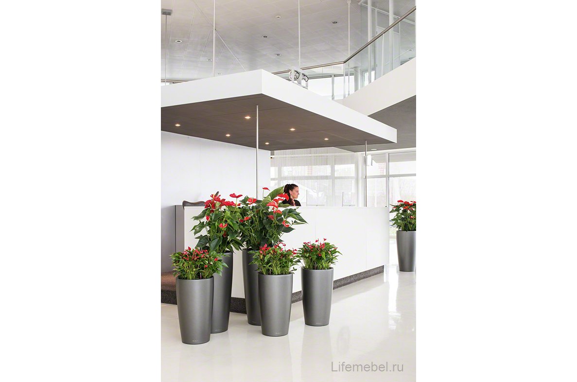 Кашпо Lechuza 15780 RONDO 32 Белый блестящий