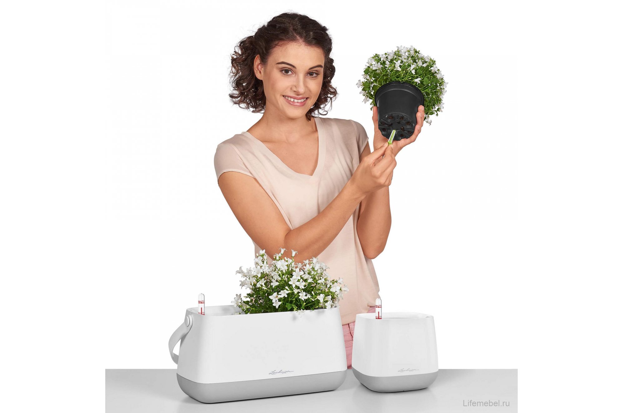 Кашпо Кашпо Юла белое / серое