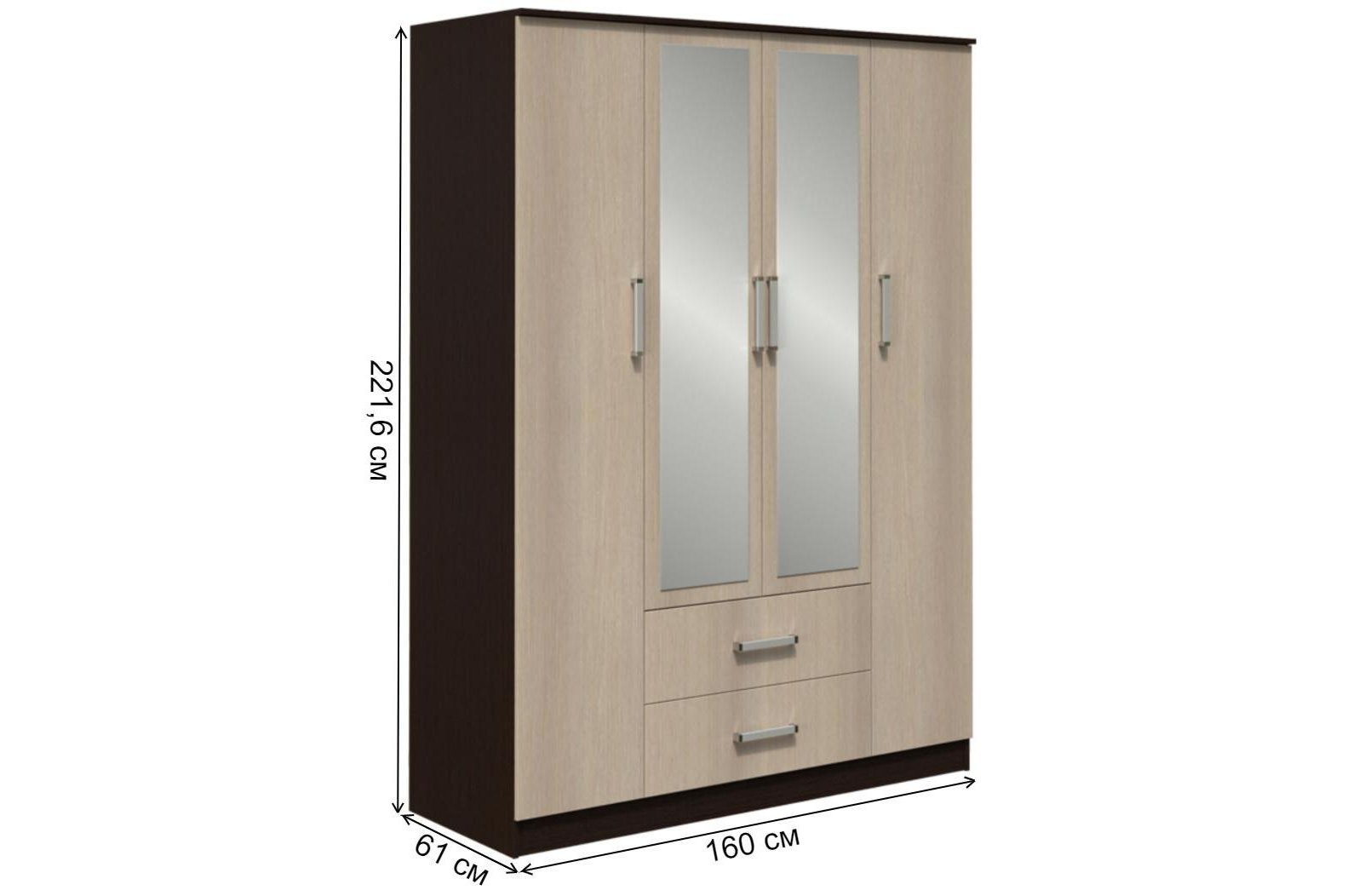 Шкаф четырехдверный Фиеста венге / лоредо