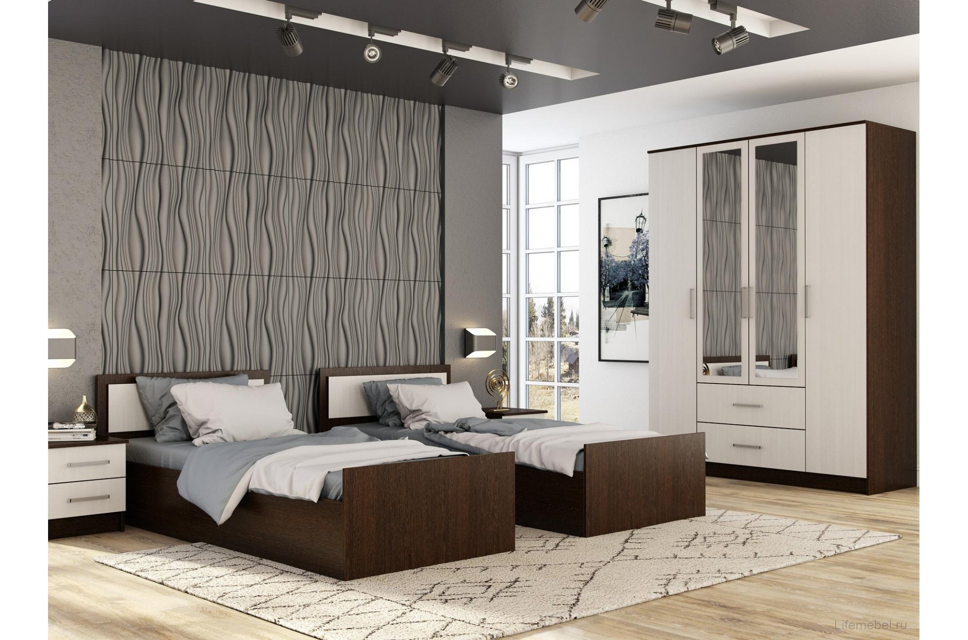 Шкаф четырехдверный Фиеста венге / лоредо