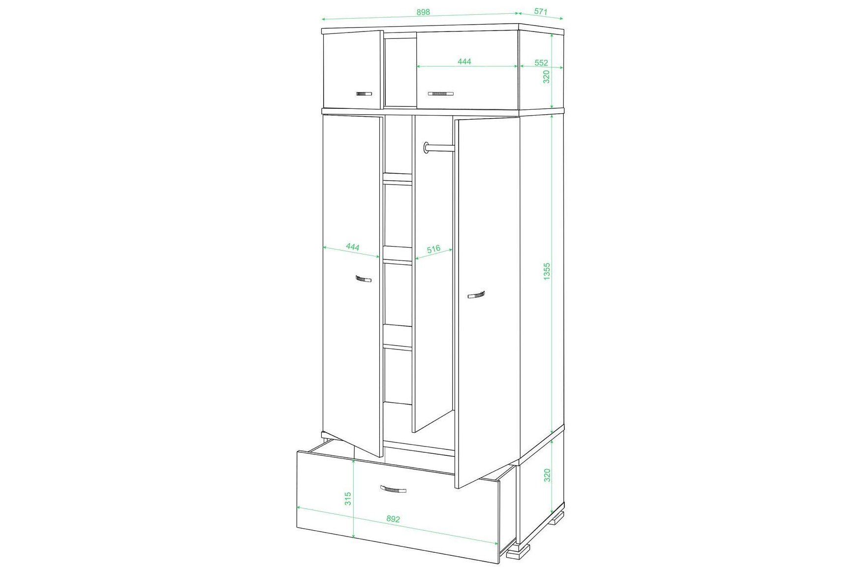 Шкаф КС-20 нельсон / белый жемчуг