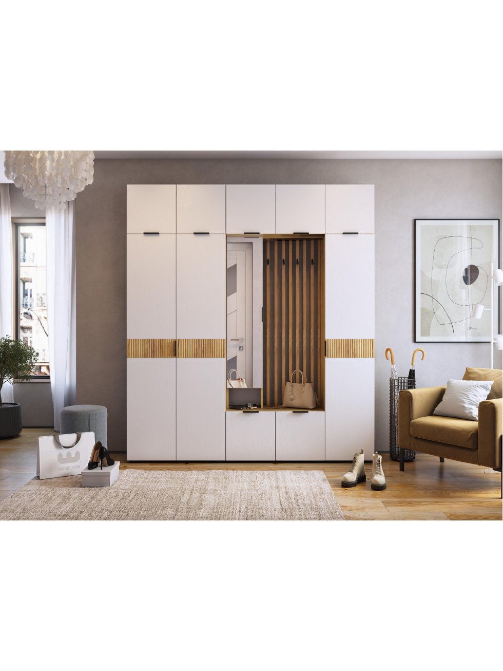 Шкаф Бери 40 дуб крафт золотой / белое дерево