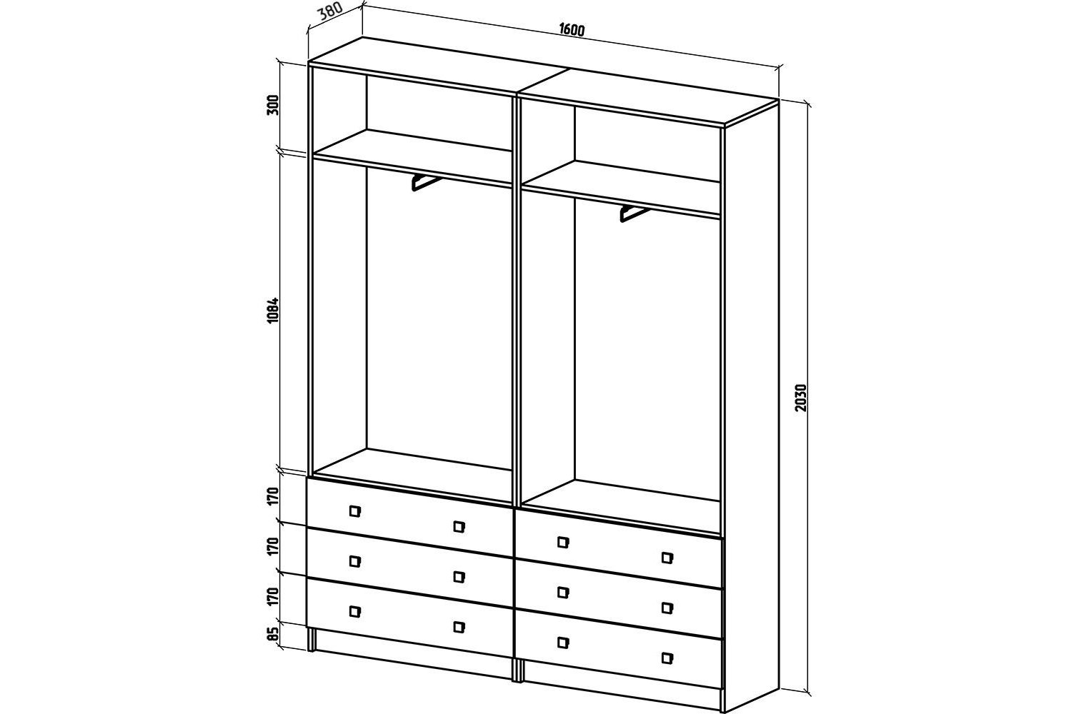Шкаф Бостон-24 160 см белый