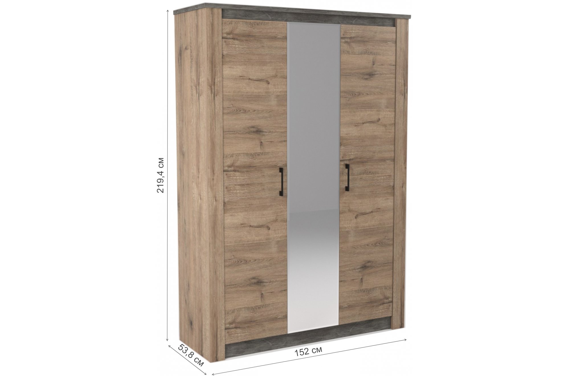 Шкаф Денвер трехдверный дуб веллингтон