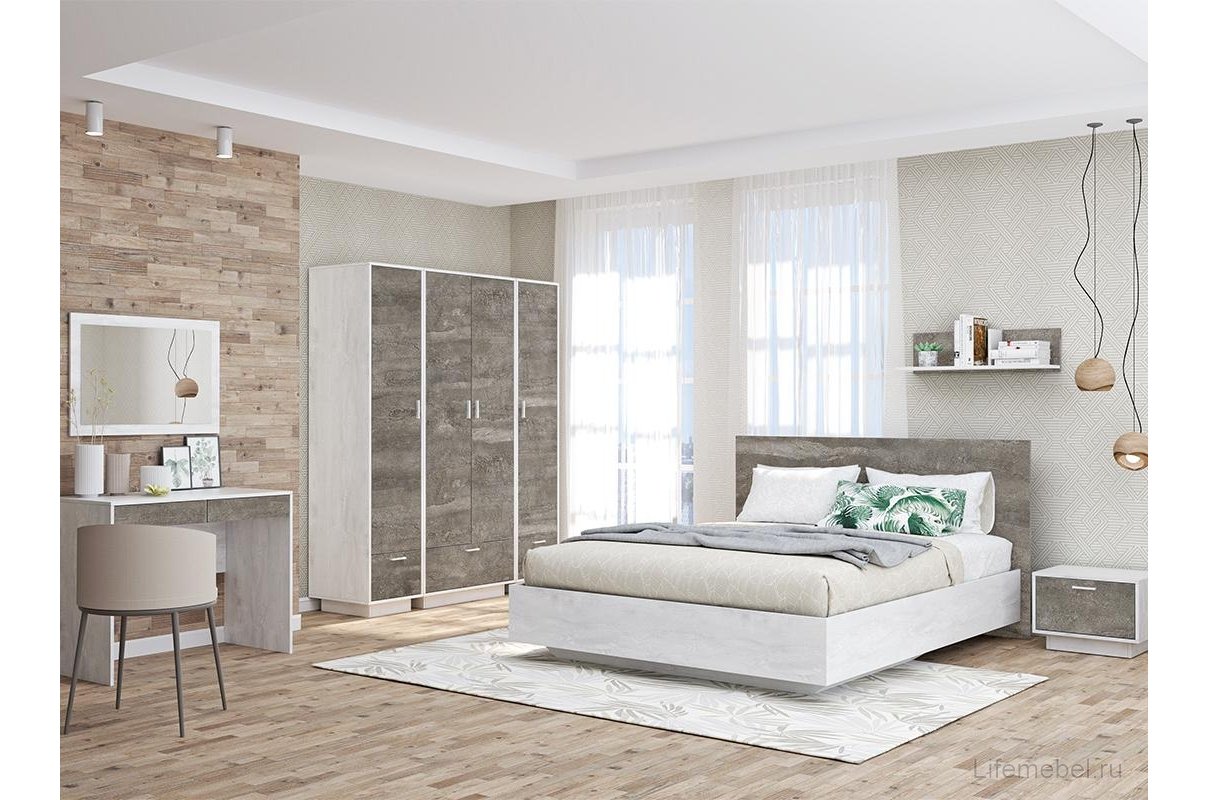 Шкаф Эго Шк-1 на подиуме бетон светлый / камень темный