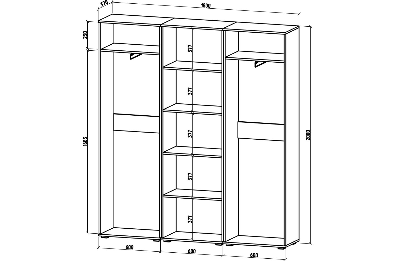 Шкаф Тунис-9 дуб апрель темный