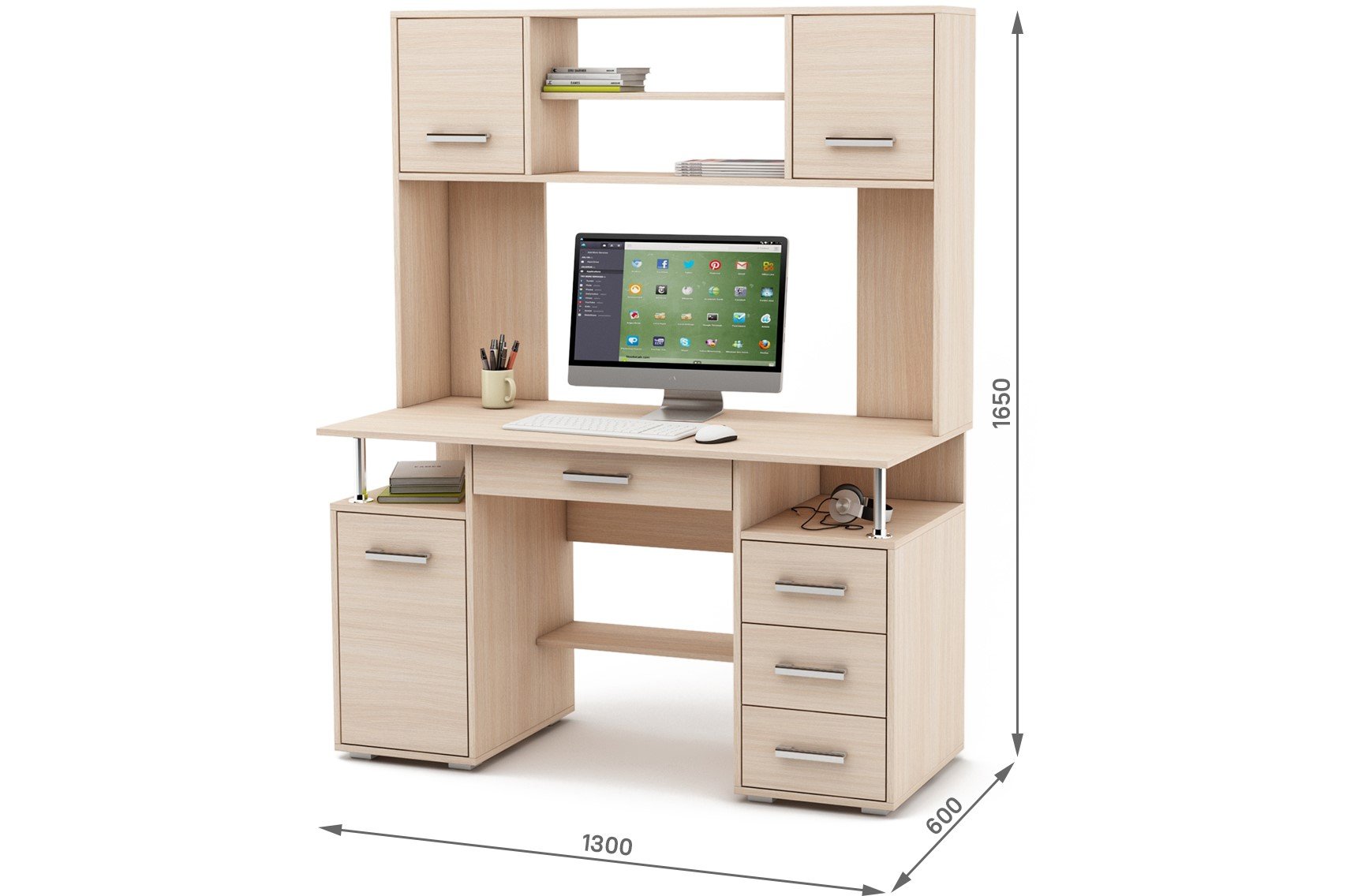 Компьютерный стол Амбер-18Я дуб молочный