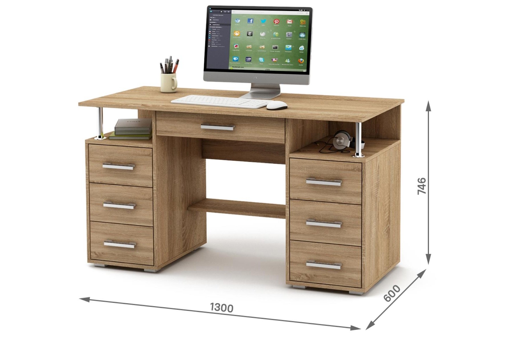 Компьютерный стол Амбер-8Я дуб сонома