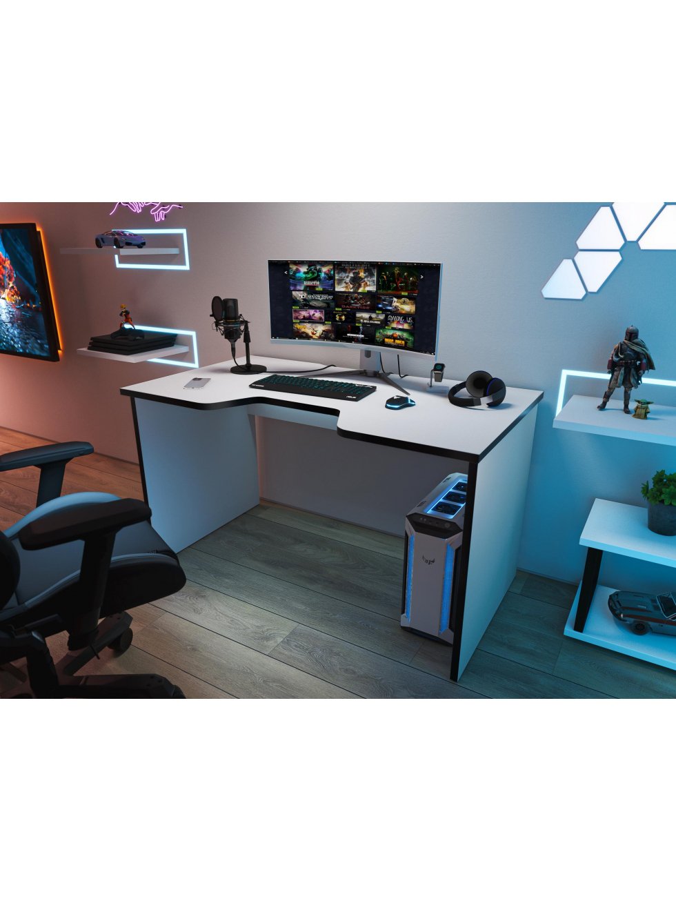 Компьютерный стол С-240 белый / черный