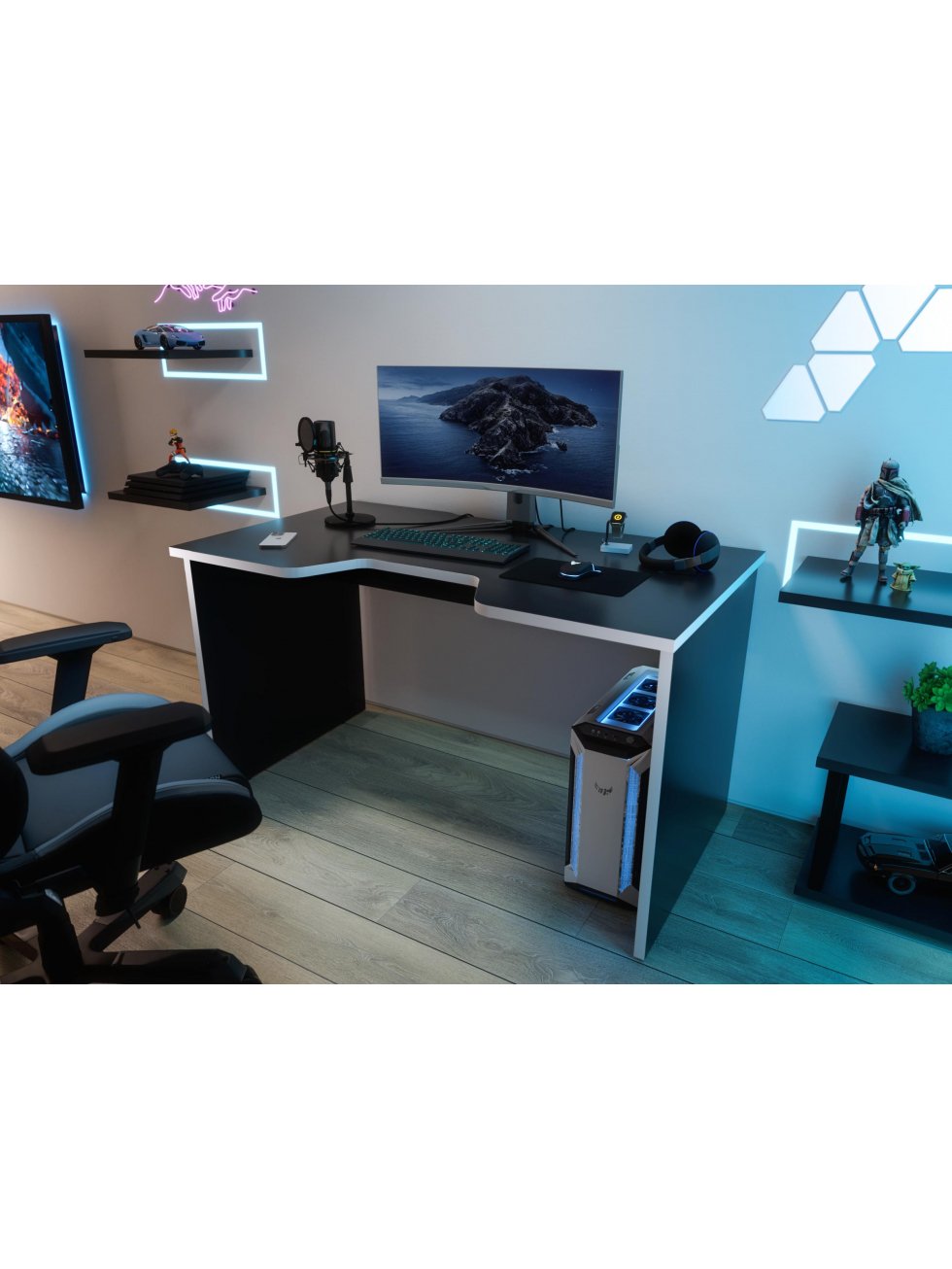 Компьютерный стол С-240 черный / белый