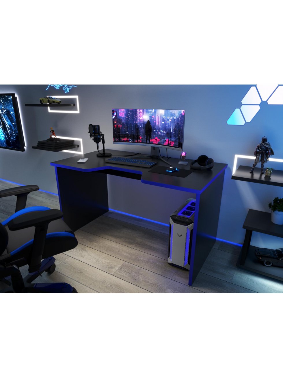 Компьютерный стол С-240 черный / синий