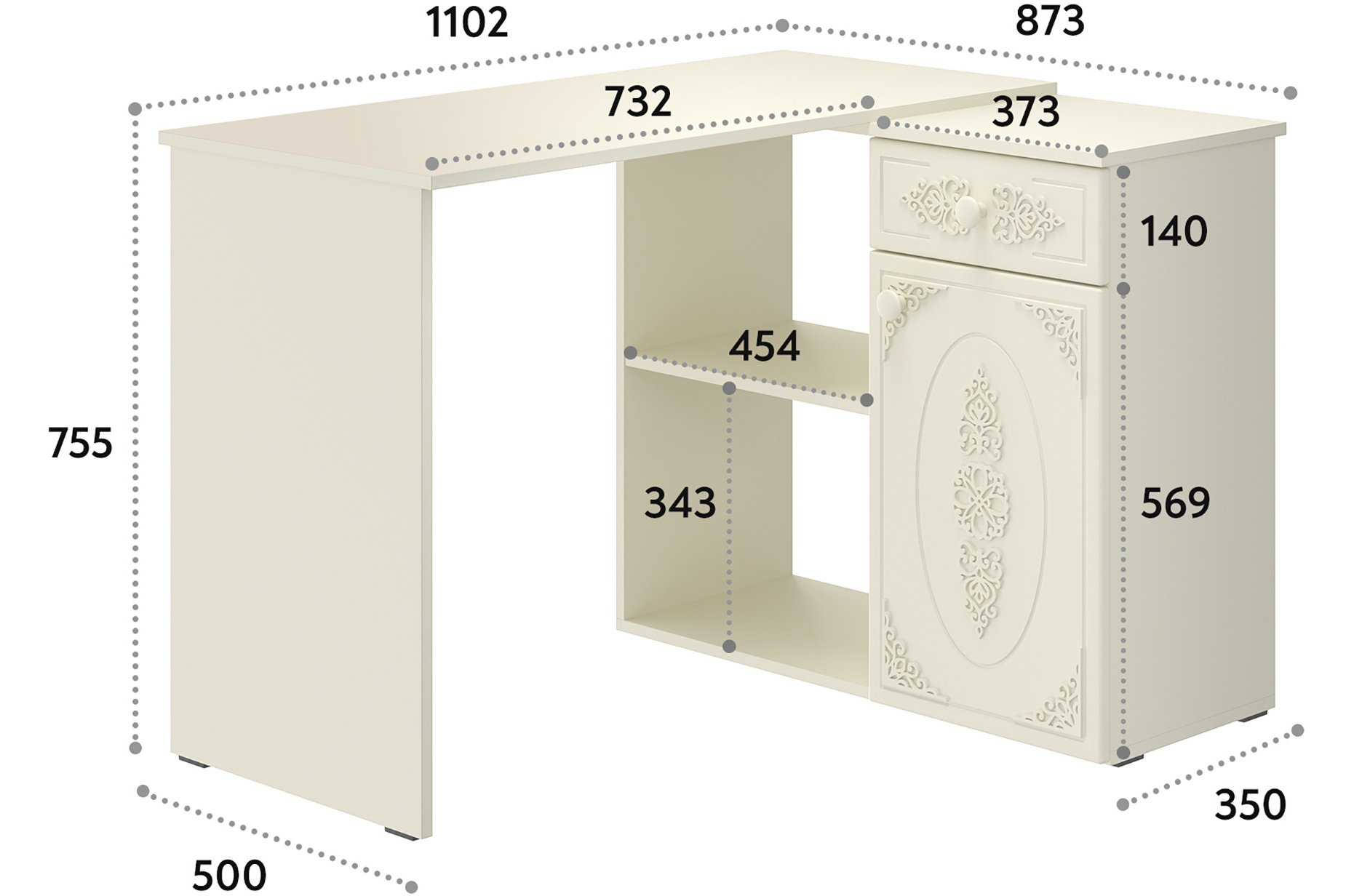 Письменный стол Ассоль плюс АС-67 ваниль