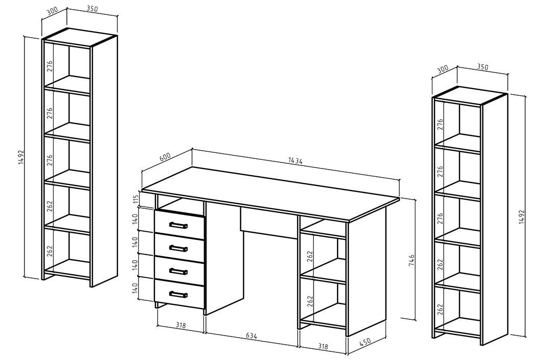 Письменный стол Лайт-8 213 см белый