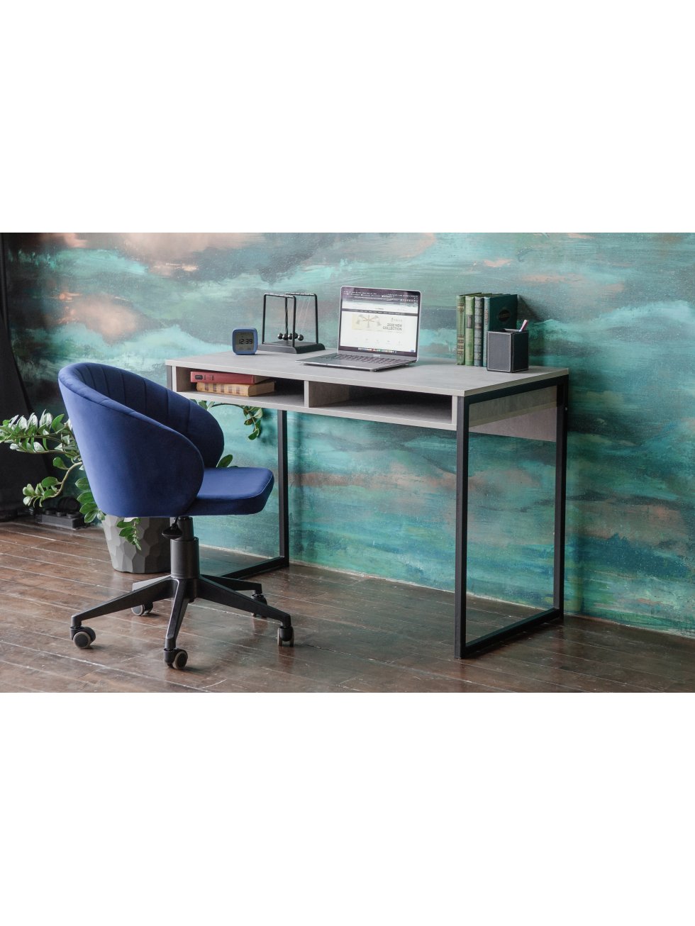 Письменный стол Леон Лофт бетон / черный матовый