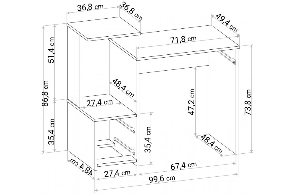 Стол компьютерный Джаз-24 правый дуб молочный Стол компьютерный Джаз-24 правый дуб молочный
