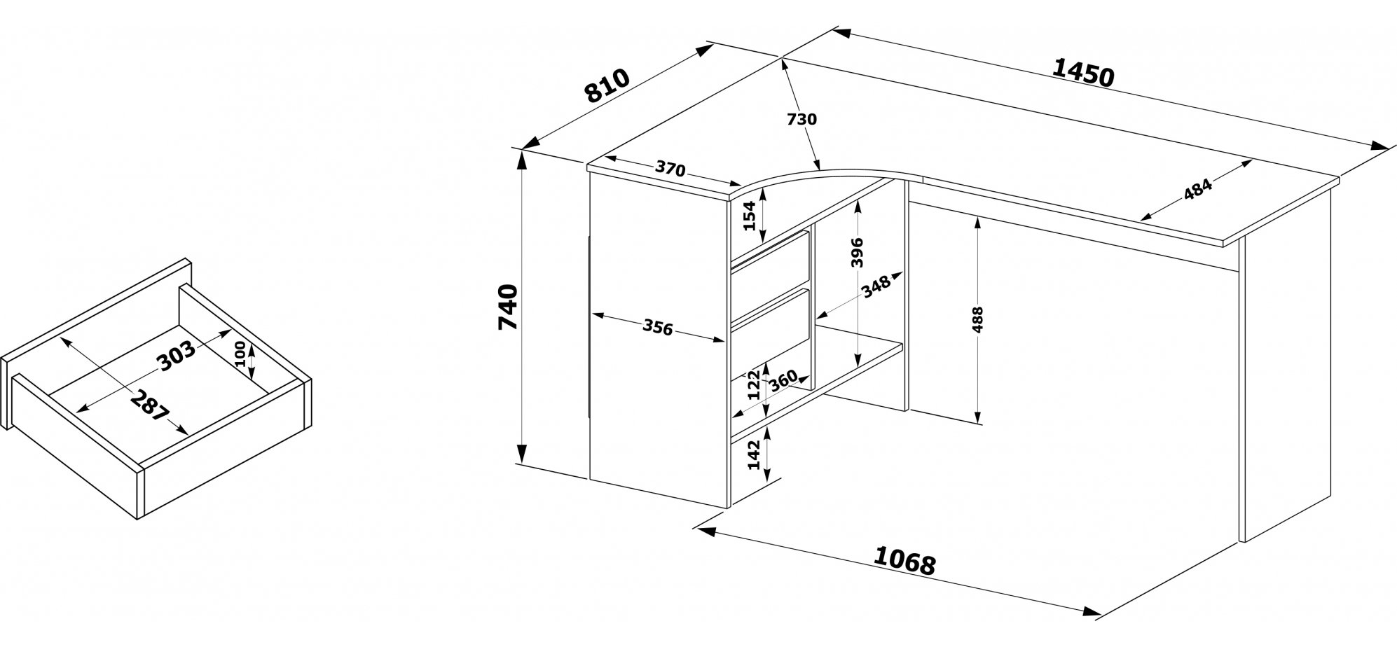Стол письменный СПм-25 левый венге