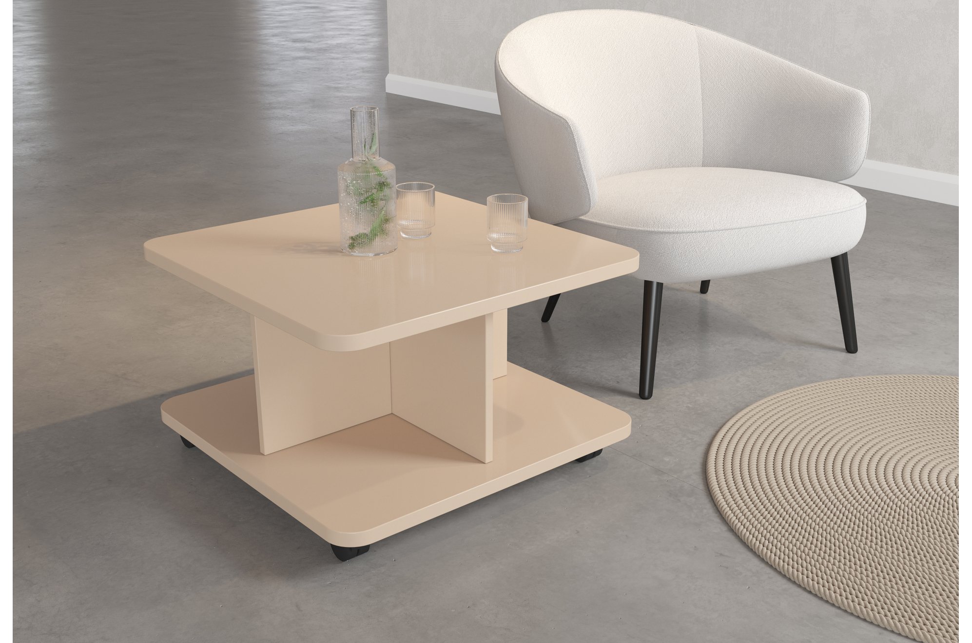 Стол журнальный квадратный BALANCE (640*640*400) ivory