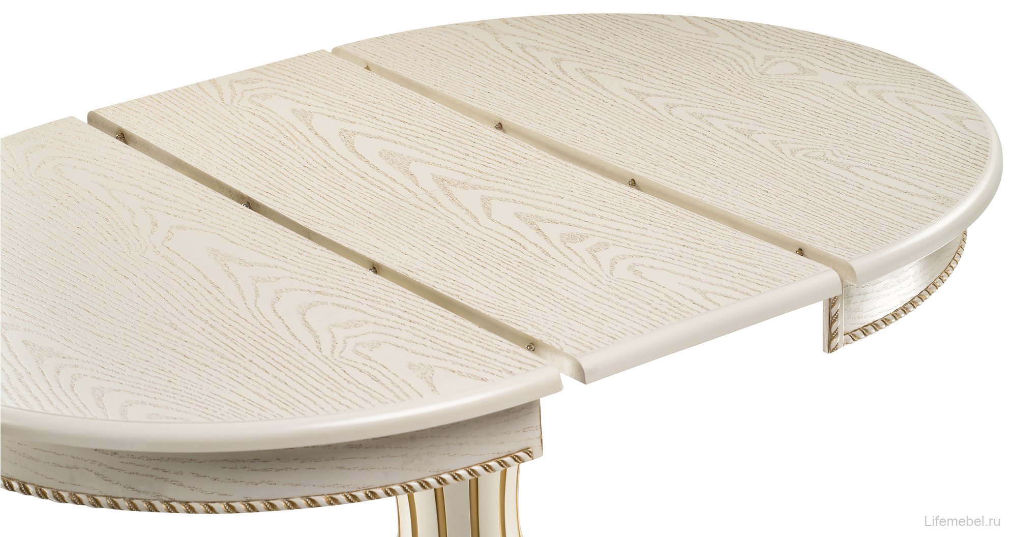 Деревянный стол Павия крем / золотая патина