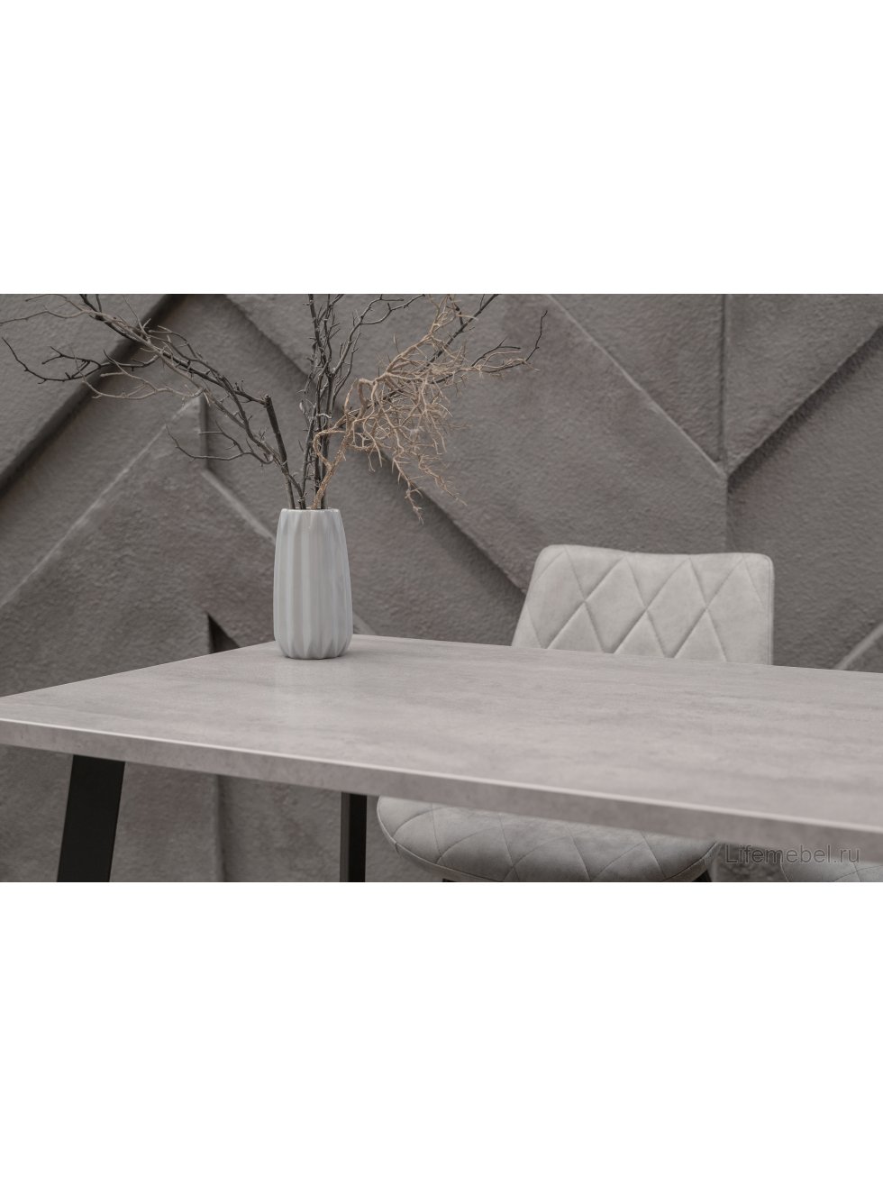 Стол Лота Лофт 140 25 мм черный матовый / бетон