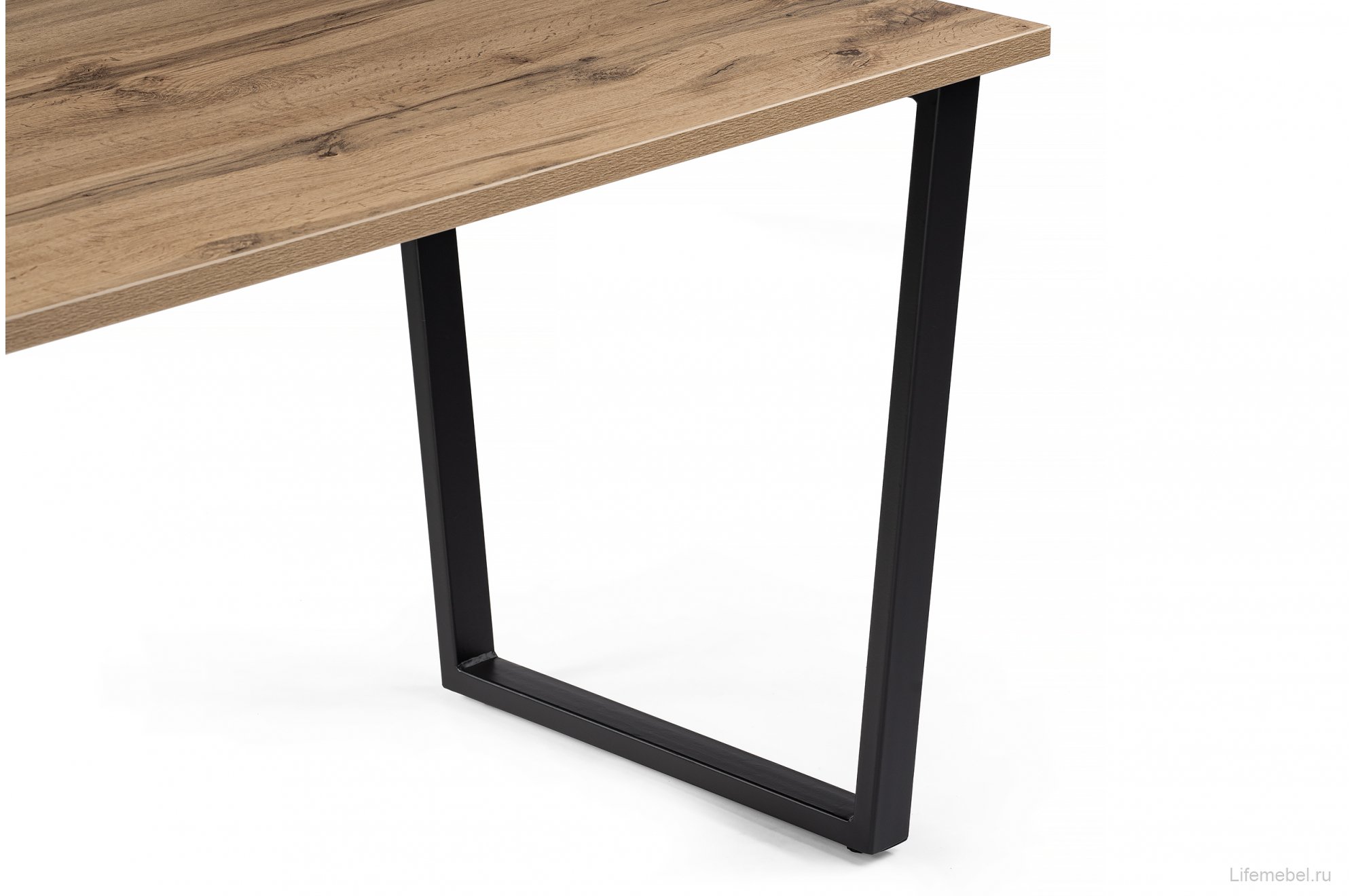 Стол Лота Лофт 140 25 мм черный матовый / дуб вотан