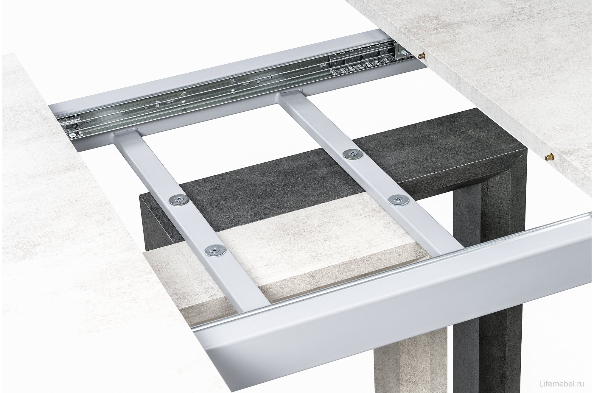 Стол на тумбе Санса 120 камень светлый / камень темный