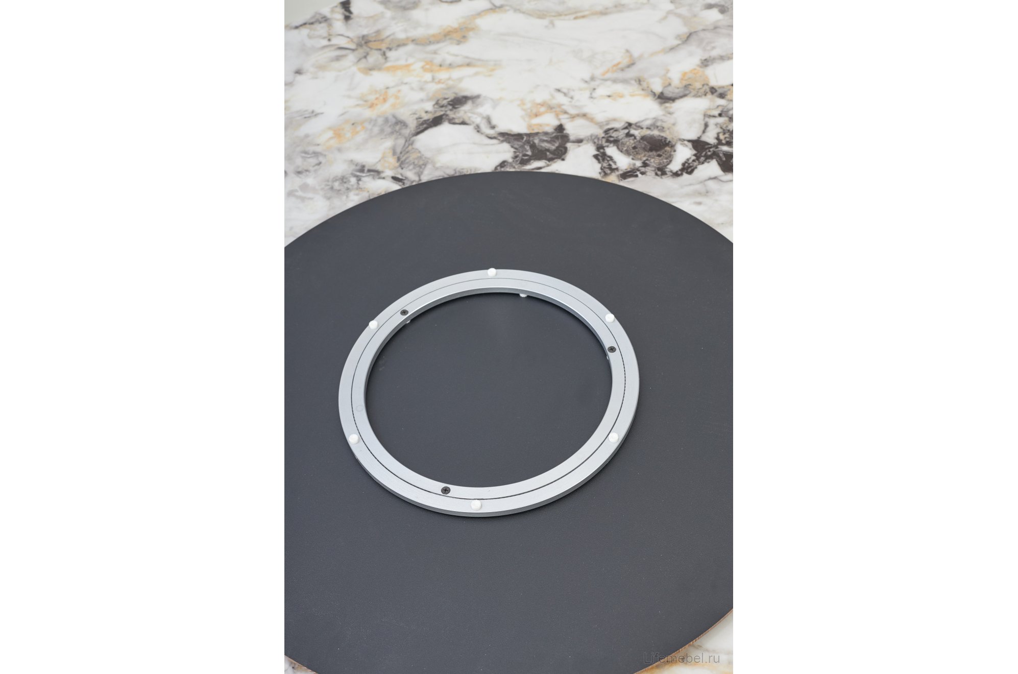 Керамический стол Колизей d140 arctic ocean белый мрамор керамика / черный