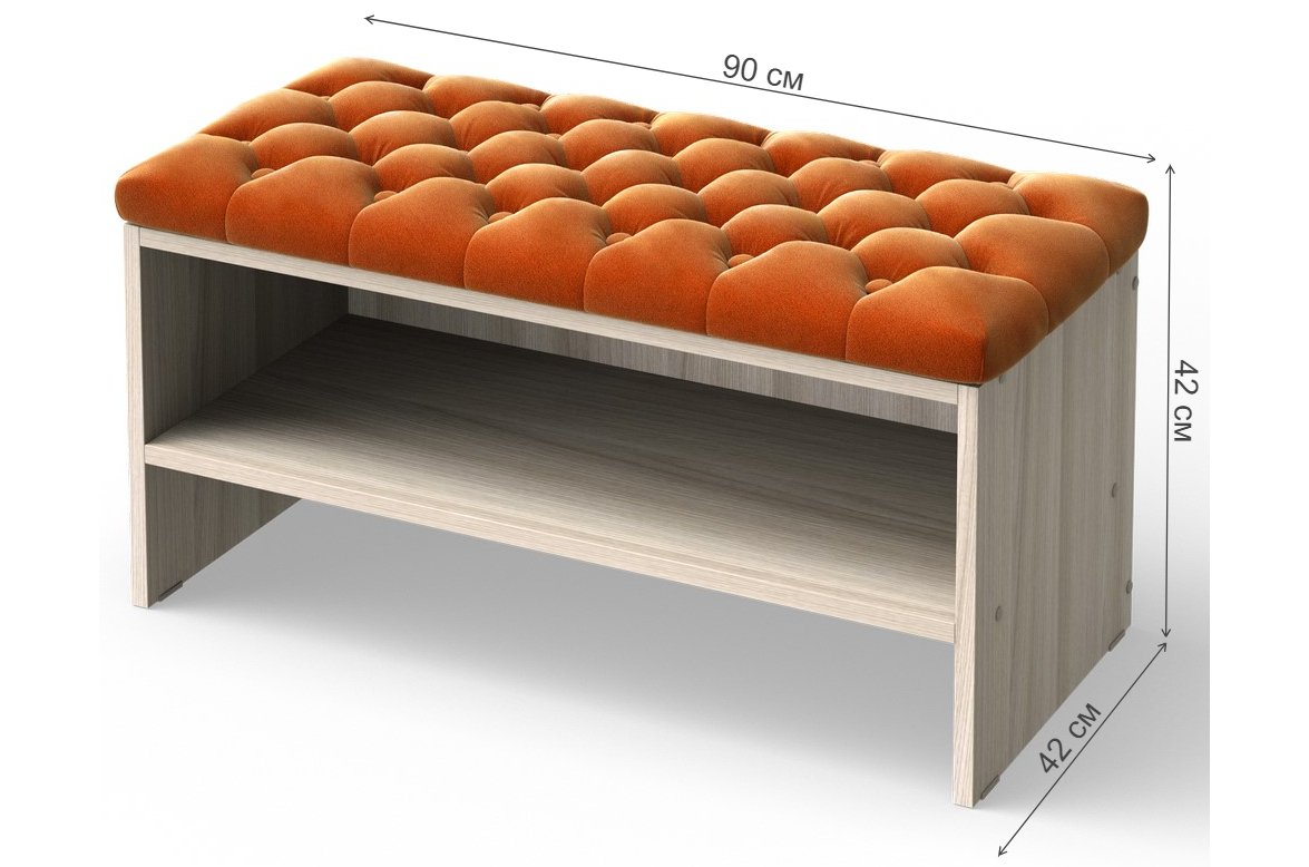 Банкетка Флер 900 мм Velutto 27 / шимо светлый