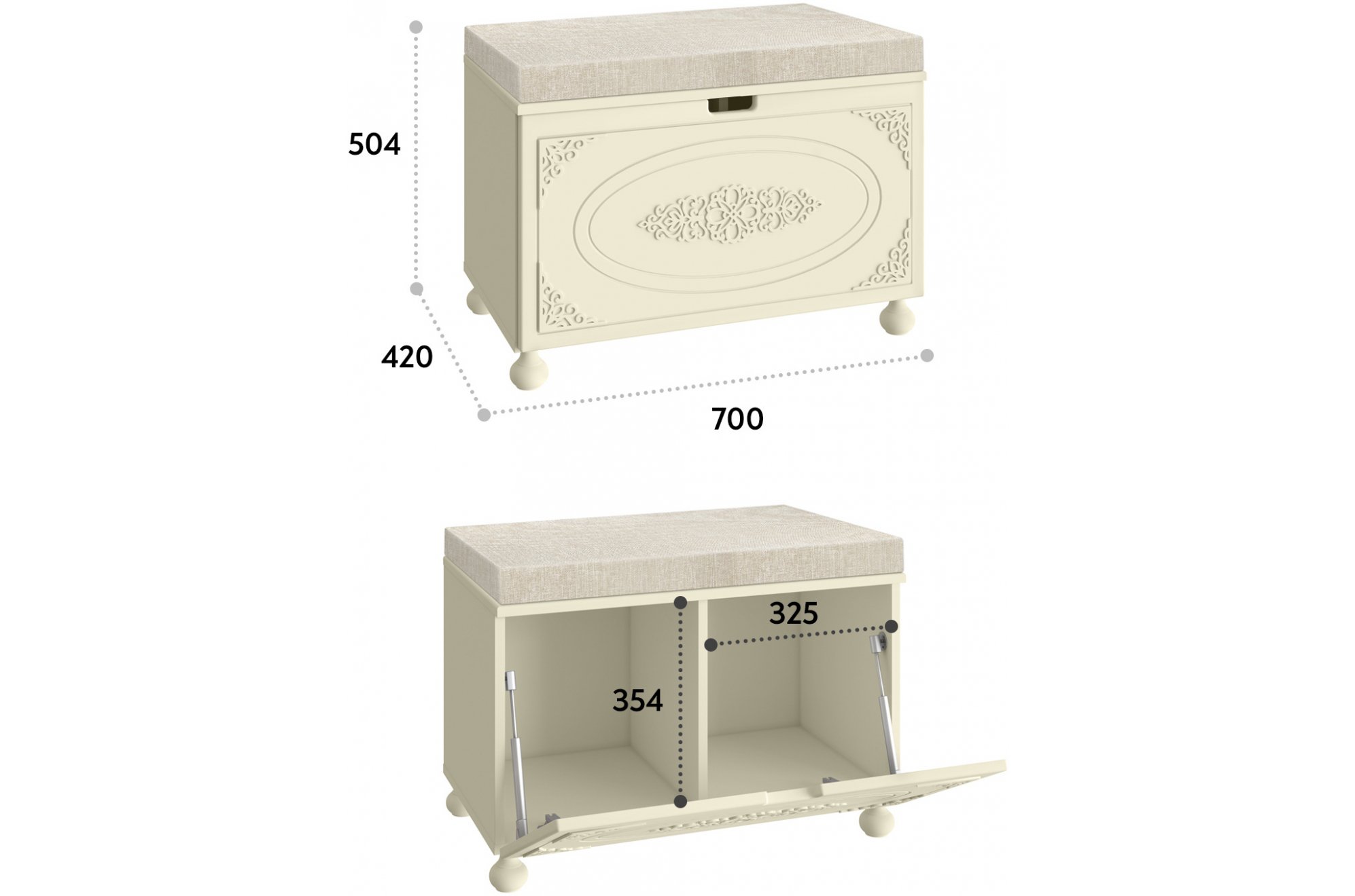 Банкетка Ассоль плюс АС-70 ваниль