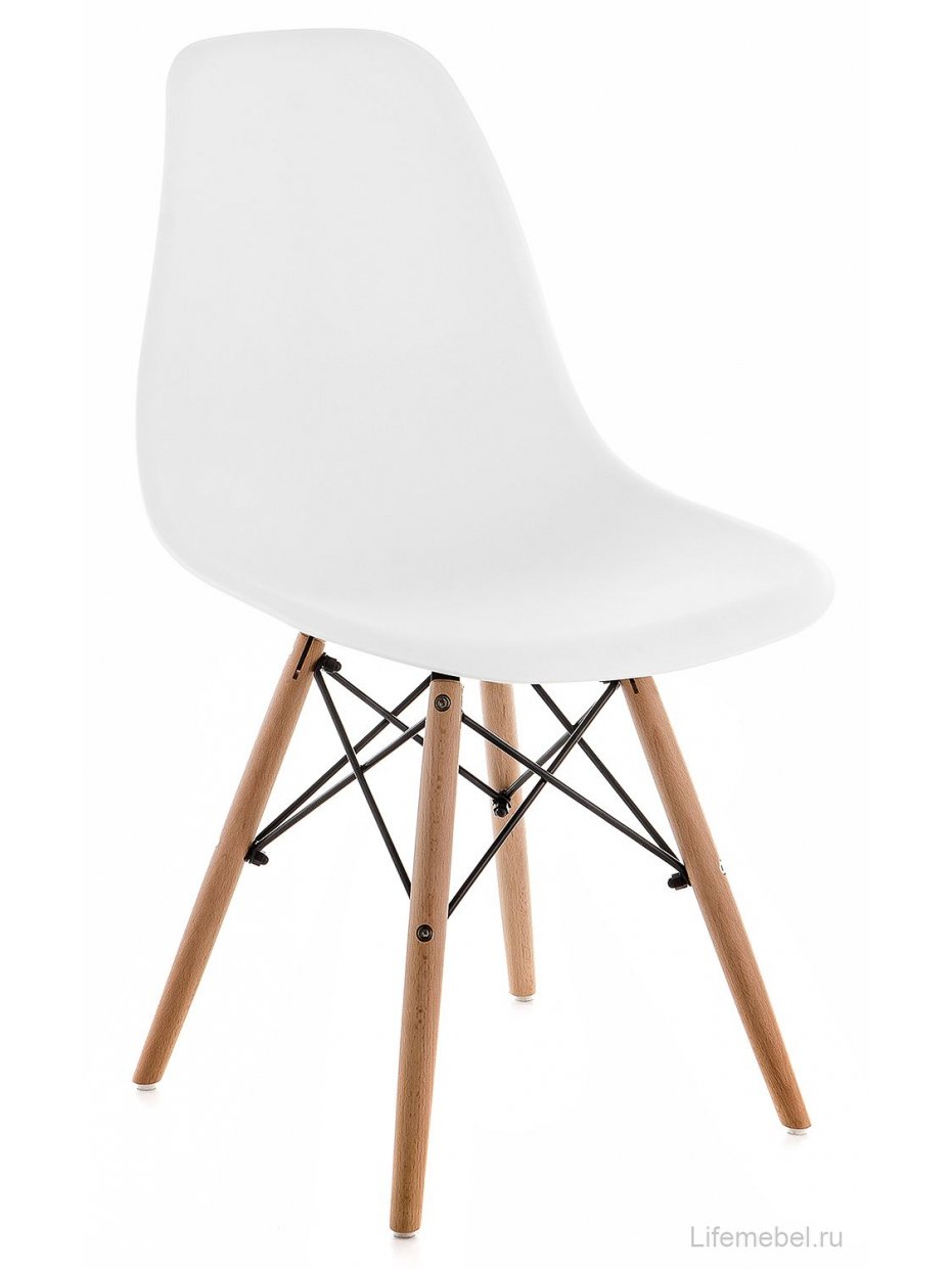 Стул Eames PC-015 WL white / wooden legs