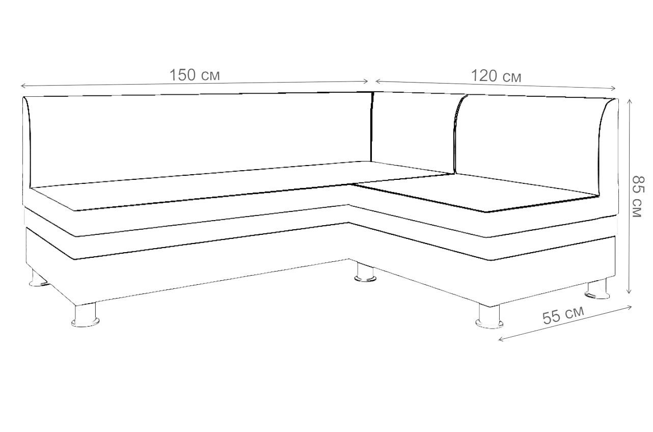 Кухонный диван Уют угловой экокожа бежевый правый