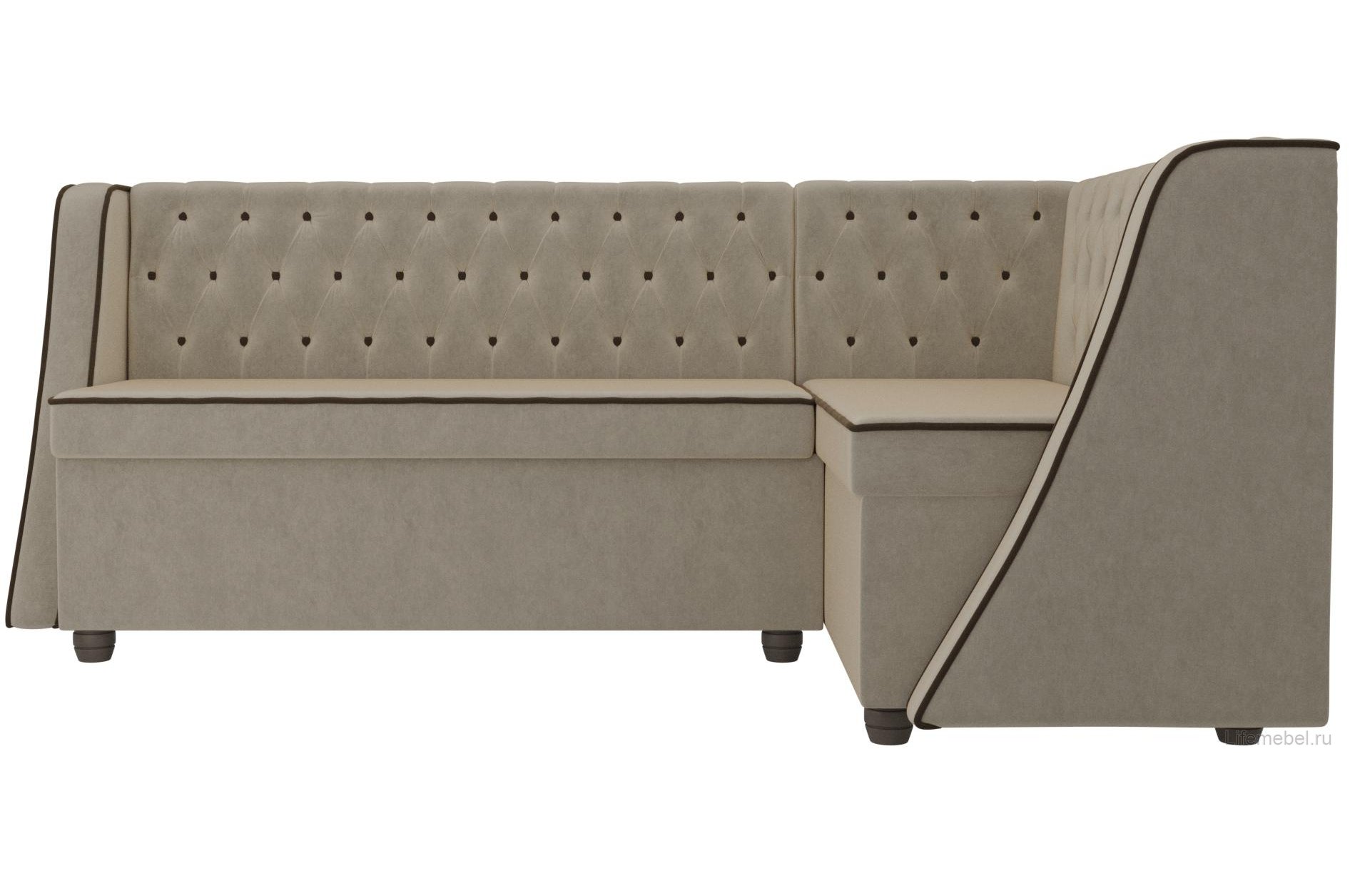 Кухонный диван Лофт правый микровельвет бежевый