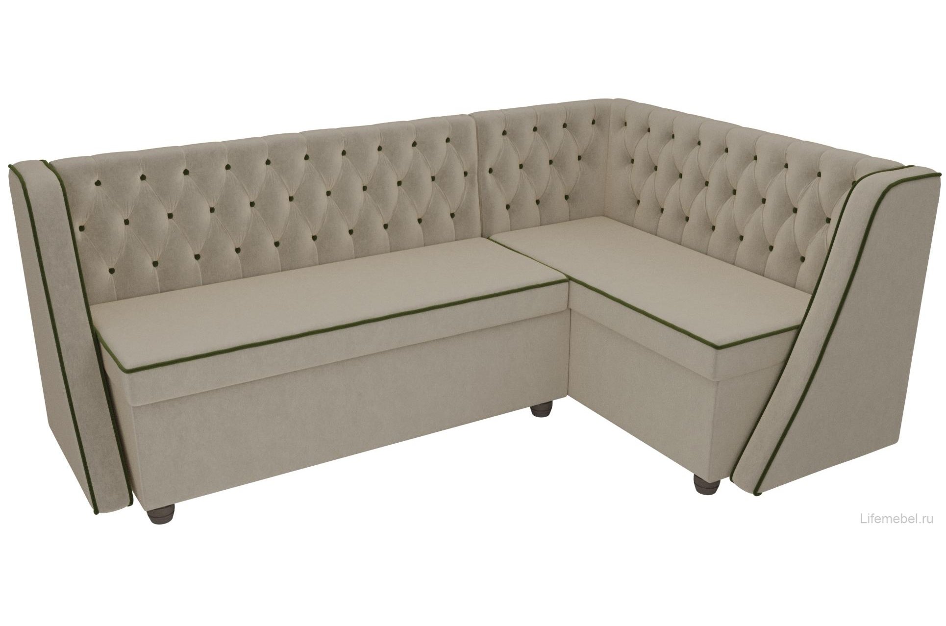 Кухонный диван Лофт правый микровельвет бежевый