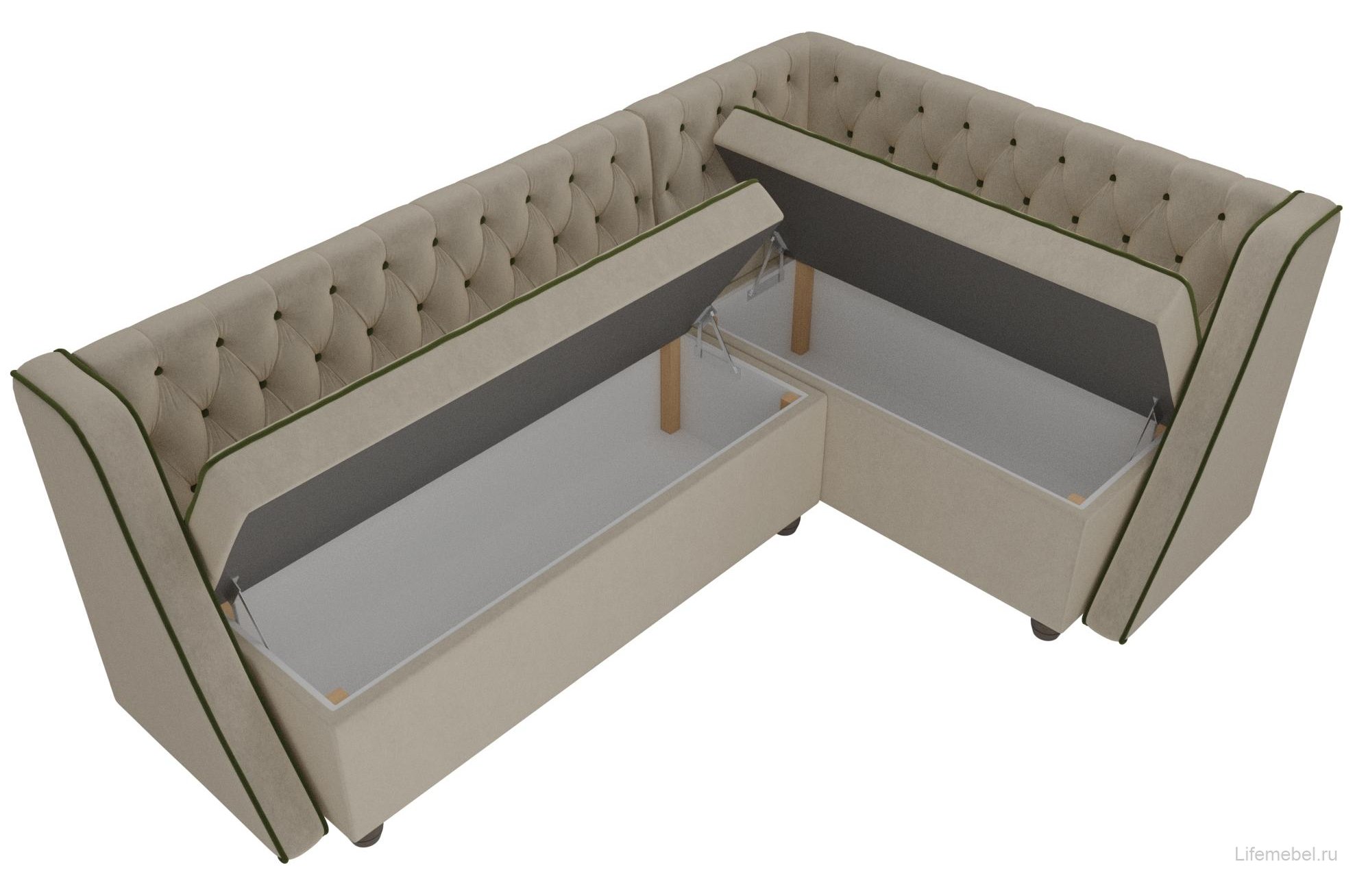 Кухонный диван Лофт правый микровельвет бежевый