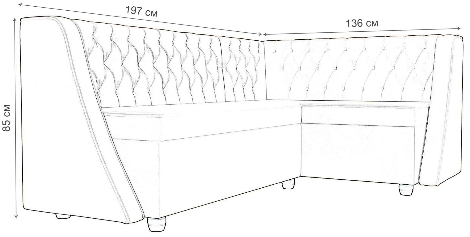 Кухонный диван Лофт правый микровельвет бежевый
