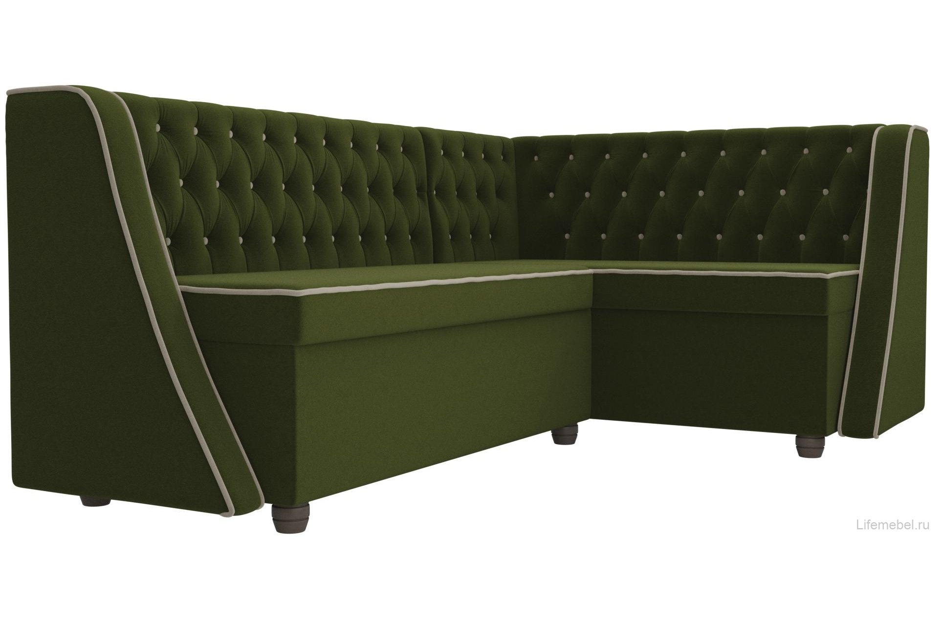 Кухонный диван Лофт правый микровельвет зеленый