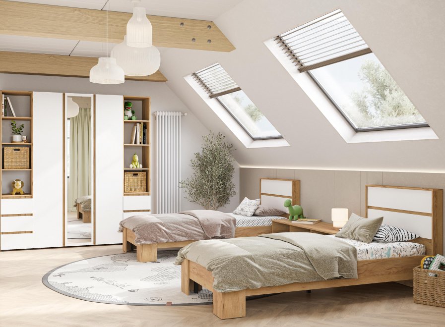 Детская комната Элла комплектация 1 белый / дуб крафт золото