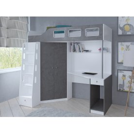 Кровать-чердак Астра 7 белый / железный камень