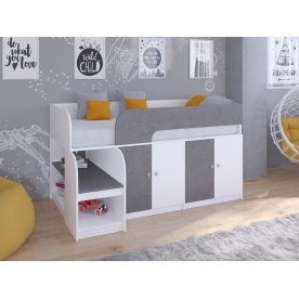 Кровать-чердак Астра 9/2 белый / железный камень