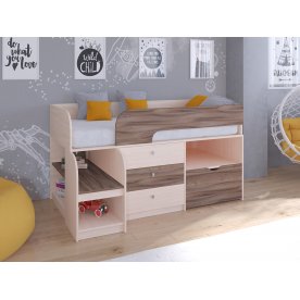 Кровать-чердак Астра 9/5 дуб молочный / орех