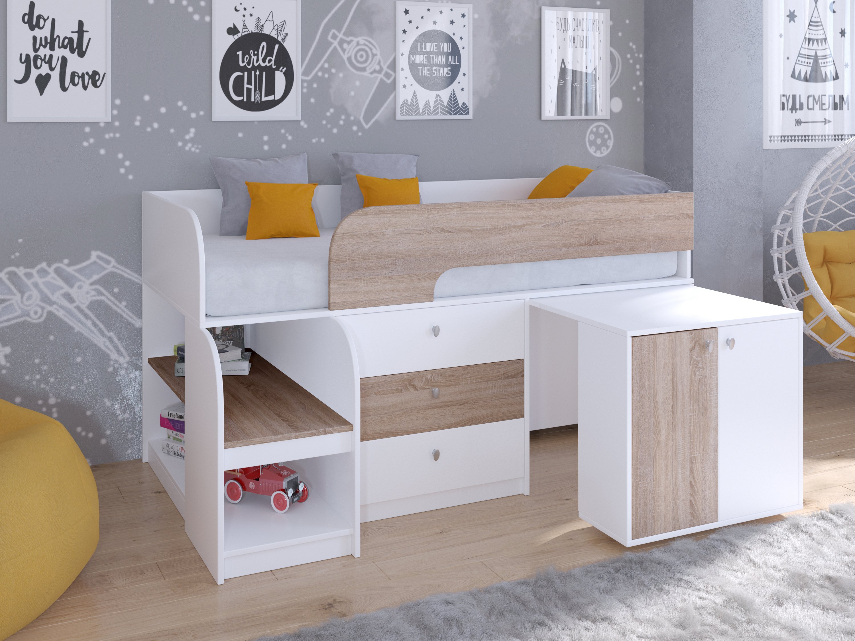 белый / дуб сонома