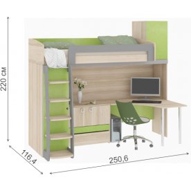 Кровать-чердак с рабочей зоной Киви ГН-139.003